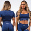 NEBBIA - Tvarujúci bezšvový crop top FLOW SEAMLESS 499 (blue) - XS