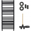 CERANO - Kúpeľňový radiátorový set Enrico - ústredné vykurovanie - bočné jednobodové pripojenie - 559W - čierna matná - 1210x550 mm
