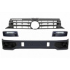 KITT Front Bumper Add-on Spoiler with LED DRL suitable for VW Transporter Multivan Caravelle T5 T5.1 Facelift (2010-2015) and Badgeless Front Debadged Grille Sportline Design