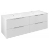 Sapho CIRASA umývadlová skrinka s dvojitým umývadlom 141x54x46cm, biela lesk CR141-3030-21