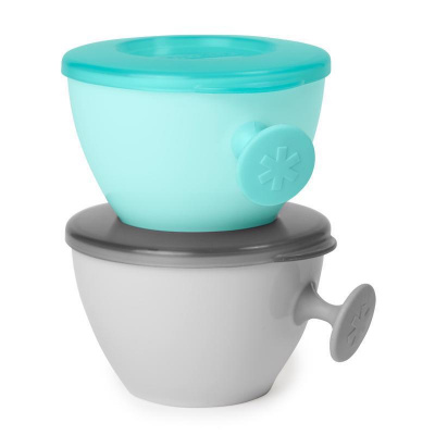 SKIPHOP SKIP HOP Misky s vrchnákom a držiakom Easy Grab Grey,Teal 2 x 240 ml, 3m+