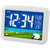 E-CLOCK GH2007WJ Elektronický LED budík, digitálne hodiny s LCD displejom, dátumom a teplotou OVEČKY, biela