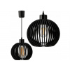 BERGE LED stropné svietidlo E27 drevená guľa čierna