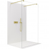 CERANO - Sprchová zástena Walk-in Onyx Duo Ľ/P - 8 mm - guľatá vzpera - zlatá kartáčovaná, transparentné sklo - 100x200 cm