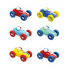 Vilac Dřevěné závodní mini auto 1 ks číslo modré se žlutými koly
