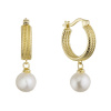 Pozlátené náušnice kruhy so zavesenou riečnou perlou 21127.1