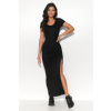 Numinou Priliehavé dlhé šaty s bočným záhybom NU426 | čierna NU426 - 38 (M) NU426