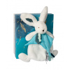 Doudou et Compagnie Paris Darčeková sada Plyšový králiček s mojkáčikom 25 cm modrá