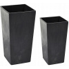 Záhradný kvetináč - Sada kvetináčov FINEZJA s betónovým efektom 30 + 25 + vložka - Čierna betónová podložka (Finezja Donice Set 30 + 25 + Príspevok - čierny betón Matt)