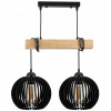 BERGE LED stropné svietidlo závesné drevený trám 2xE27 guľa - čierna