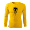 DRAGOWA Fit-T tričko s dlhým rukávom skull, žltá 160g/m2 - XL