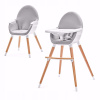 Vysoká stolička na kŕmenie Fini pre malé deti (KinderKraft Fini 2in1 Gray/W kreslenie)
