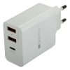 Canyon H-08, prémiová univerzálna nabíjačka do steny 30W, 2x USB, 5V/2.4A + 1xUSB-C Quick Charge, Smart IC, biela CNE-CHA08W