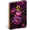 NOTIQUE Spirálový 18měsíční diář Petito – Fialové květy 2025/2026 - Notique