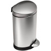 Pedálový odpadkový kôš Simplehuman - 6 l, polguľatý, matná oceľ, FPP (CW1834CB)