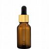 Sklenená fľaštička 15ml hnedá s pipetou zlatá/čierna