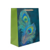 Darčeková taška s motívom pávích pier - 18 x 23 cm