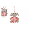 Teddies Zajac naťahovací hrací strojček s hrkálkou plyš ružová na karte v sáčku 20 cm