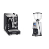 La Pavoni Mini Cellini, black + Eureka Atom Specialty 65, chrome