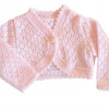 Dievčenské pletené, ažúrkové bolerko, dl. rukáv - sv. ružové, veľ. 80