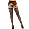 Leg Avenue Lace Thigh Highs & Garterbelt 1608 Black