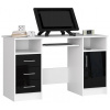 Bývaj s nami SK, Moderný písací stôl ANNA124, biely / čierny lesk LTD