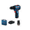 BOSCH Aku skrutkovač GSR 12V-30 v kufri (2 x 2,0 Ah batérie + rýchlonabíjačka)