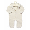 Baby Nellys Pletený overálok s kapucňou a gombíkmi Hand Made, ecru