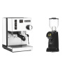 Rancilio Silvia BC, white + Eureka Helios 65, black