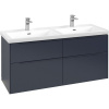 VILLEROY & BOCH Subway 3.0 závesná skrinka pod dvojumývadlo, 4 zásuvky, s LED osvetlením, 1272 x 478 x 429 mm, Marine Blue, C568L2VQ