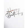 TOPPER na bok PLEXA STRIEBORNÉ ZRKADLO HAPPY BIRTHDAY