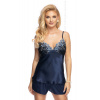 Irall Luxusné krátke saténové pyžamo Irall Elodie Navy-Blue, Veľkosť XL, Farba tmavomodrá