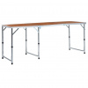 vidaXL Skladací kempingový stôl 180x60 cm hliníkový - Hnedá - 56127-11165