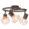 Stropná lampa s 3 žiarovkami E14, čierno-medená