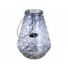 LAMPÁŠ SKLENENÝ sivý dekoratívny S RÚČKOU 24 cm