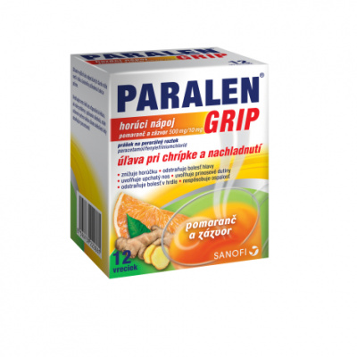 Paralen Grip horúci nápoj pomaranč a zázvor 500 mg/10 mg plo.por.12 x 500 mg/10 mg