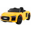 Ramiz Audi R8 Spyder batéria žltá + diaľkové ovládanie + EVA + pomalý štart + rádio MP3 + LED