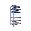Kovový regál policový Biedrax 45 x 120 x 210 cm, modrý - 7 políc MDF