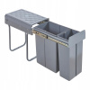 Kôš na odpad pod drez na zabudovanie 48x26x42cm Sivý 1x20L + 1x10L
