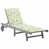 Gray Vidaxl Deckchair (Záhradný palubný valec s vankúšom, sivé, masívne drevo)