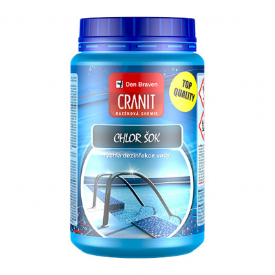 Den Braven CH204 - Cranit Chlor šok – rýchla dezinfekcia vody 1 kg dóza modrastá