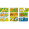 Dřevěné puzzle dvojice Zvířátka a jejich potrava - Goki