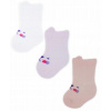 Dojčenské ponožky, 3 páry - Noviti - Mačička, biela/ružová/losos, 56-68 (0-6 m)