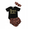 Detský komplet - Baby Set 62 Brown, Black, Pink, Multi -Colored, Gold 3 PC. (Letné súpravy pre letné kvety Leopard 62/68 čelenka)