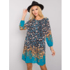 Tyrkysové šaty s farebnými vzormi -TW-SK-BI-2667-2.92P-turquoise L