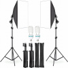 2X ŠTÚDIOVÉ FOTOGRAFICKÉ LAMPY STATÍV SOFTBOX 50x70 cm NEPRETRŽITÉ SVETLO
