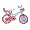Barbie ružovo biely bicykel veľkosť 14",