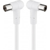 Goobay anténny kábel (80 dB), lomený 2x tienený, 1.5 m, biely - Coaxial (M) 90° > Coaxial (F) 90°