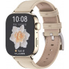 Wigento Pre Huawei Watch Fit 4 / 4 Pro / 3 Originálny kožený dizajn Náhradná inteligentná hodinky Arm Band béžová / zlatá