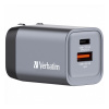 Verbatim, GaN cestovná nabíjačka do siete USB 3.0, USB C, šedá, 35 W, vymeniteľné vidlice C,G,A
